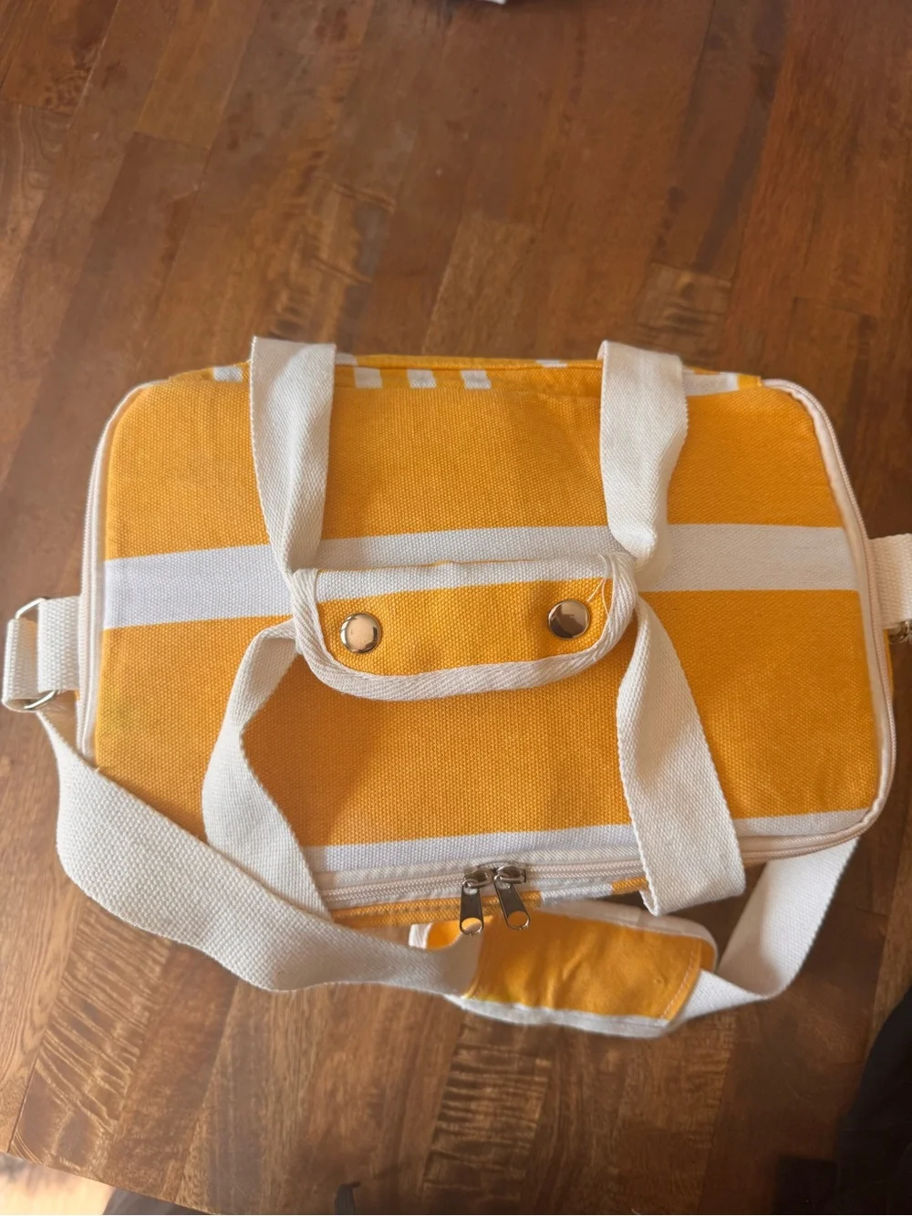 Business & Pleasure Yellow Striped Canvas Cooler Beach Essential Coastal
